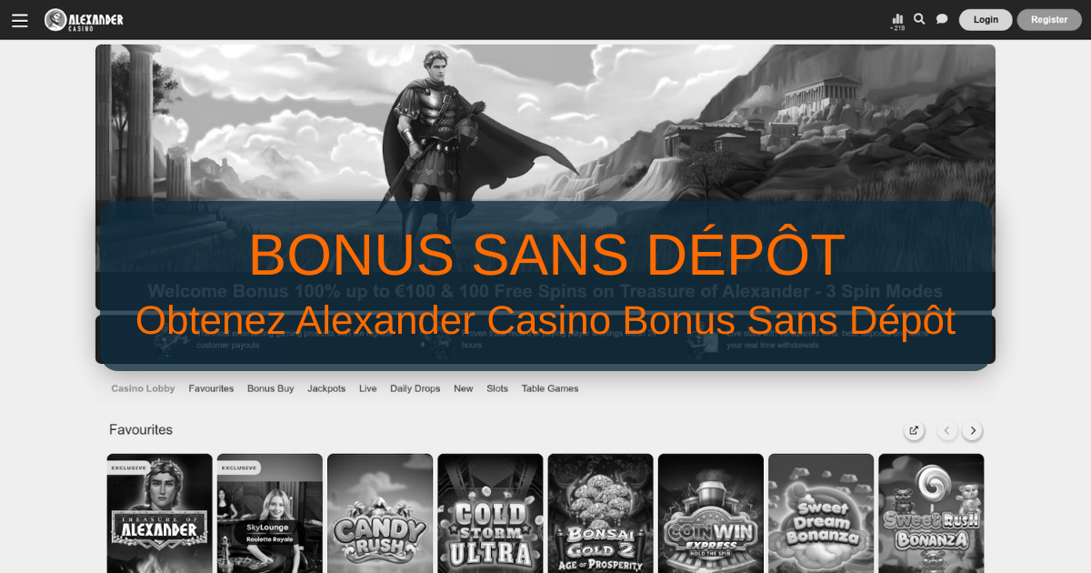 Alexander Casino Bonus : Bonus Sans Dépôt France 2026